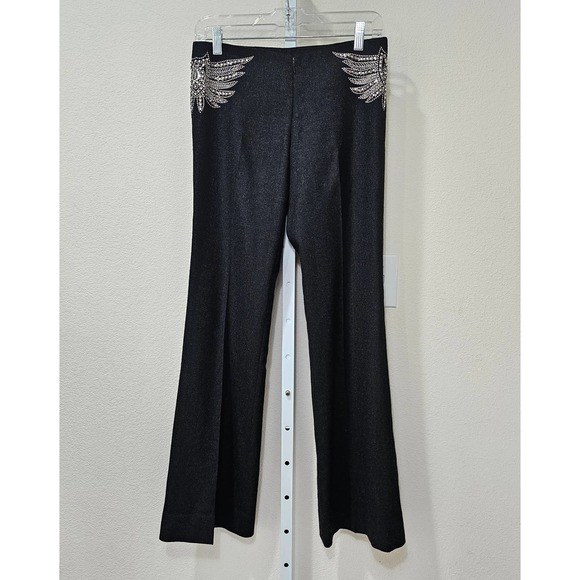 Tory Burch Black Flare Pants with Silver Embellishments - Picture 1 of 16